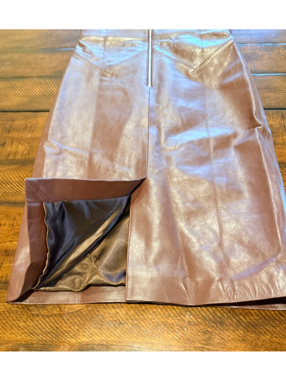 Designer Quality Brown Leather Halter Dress, Retro 80's Style Size XS RARE! - Picture 8 of 15